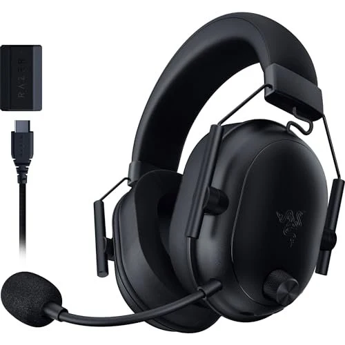 Razer BlackShark V2 HyperSpeed Wireless Gaming Headset: 280g Lightweight - THX Spatial Audio - Bendable Mic - 50mm Drivers - 2.4GHz, Bluetooth or USB - 70 Hr Battery w/USB Type C Charging - Black (Renewed)