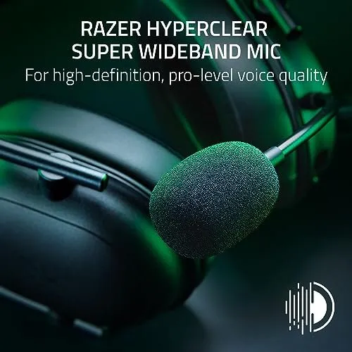 Razer BlackShark V2 HyperSpeed Wireless Gaming Headset: 280g Lightweight - THX Spatial Audio - Bendable Mic - 50mm Drivers - 2.4GHz, Bluetooth or USB - 70 Hr Battery w/USB Type C Charging - Black (Renewed)