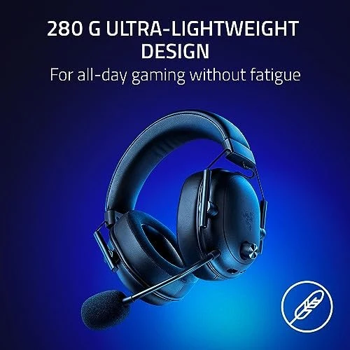 Razer BlackShark V2 HyperSpeed Wireless Gaming Headset: 280g Lightweight - THX Spatial Audio - Bendable Mic - 50mm Drivers - 2.4GHz, Bluetooth or USB - 70 Hr Battery w/USB Type C Charging - Black (Renewed)