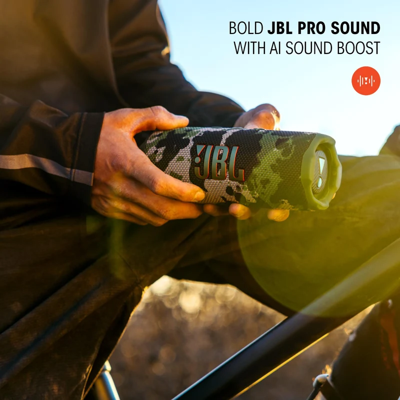 JBL Flip 7 - Portable Waterproof and Drop-Proof Speaker, Bold JBL Pro Sound with AI Sound Boost, 16Hrs of Playtime, and PushLock System with Interchangeable Accessories (Black) (Renewed)