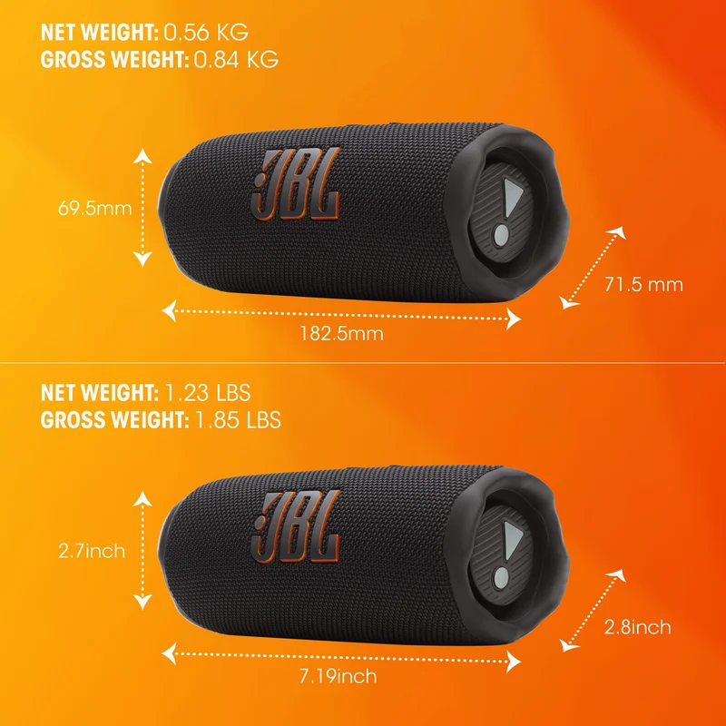 JBL Flip 7 - Portable Waterproof and Drop-Proof Speaker, Bold JBL Pro Sound with AI Sound Boost, 16Hrs of Playtime, and PushLock System with Interchangeable Accessories (Black) (Renewed)