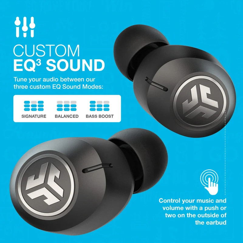 JLab JBuds Air ANC True Wireless Bluetooth Earbuds |Active Noise Canceling | Low Latency Movie Mode | Dual Connect | IP55 Sweat Resistance | Custom 3 EQ Sound Settings (Renewed)