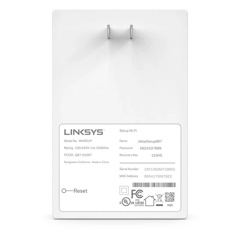 Linksys WHW0101P Velop Mesh WiFi Extender: Wall Plug-in, Wireless Range and Speed Booster for Velop Mesh Wi-Fi System, Single Outlet (White)