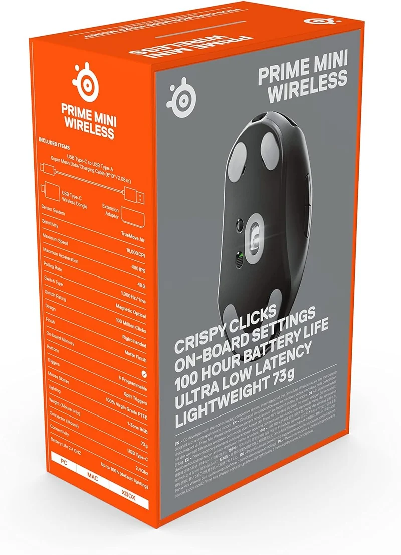 SteelSeries Esports FPS Gaming Mouse – Ultra Lightweight – Prime + Edition – 5 Programmable Buttons – 18K CPI TrueMove Pro Sensor – Magnetic Optical Switches – Customization - RGB Lighting – PC/Mac
