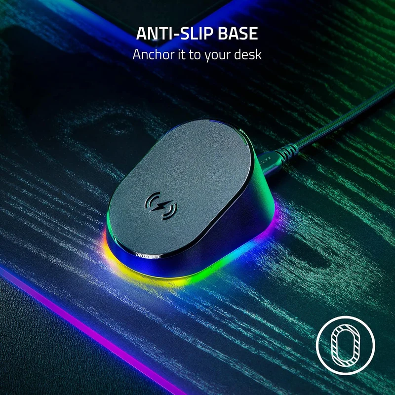 Razer Mouse Dock Pro with Wireless Charging Puck: Magnetic Wireless Charging - Integrated HyperPolling 8K Hz Transceiver - Anti-Slip Base - Chroma RGB Lighting - Classic Black