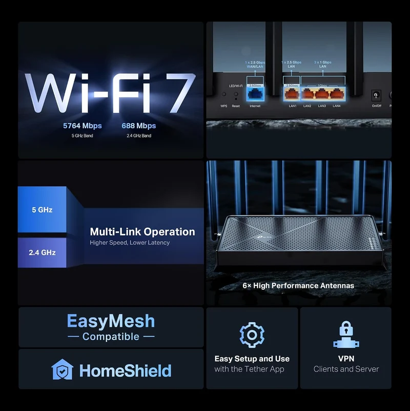 TP-Link Tri-Band BE9700 WiFi 7 Router