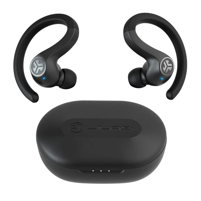 JLab Audio JBuds Air Sport True Wireless Bluetooth Earbuds + Charging Case - Black - IP66 Sweat Resistance - Class 1 Bluetooth 5 (Renewed)
