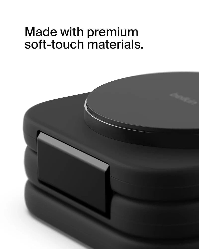 Belkin 2-in-1 Magnetic Charging Travel Pad 15W - MagSafe-Compatible Foldable Qi2-Certified Wireless Charging Station, iPhone Charger for iPhone 16 Series, Apple Watch 9, AirPods, and More