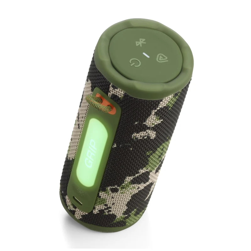 JBL Grip - Compact Bluetooth Speaker with Bold JBL Pro Sound and Ambient Light, up to 14 Hours of Playtime, Water, Dust and Drop-Proof (IP68), & Multi-Speaker Connection (Squad) (Renewed)