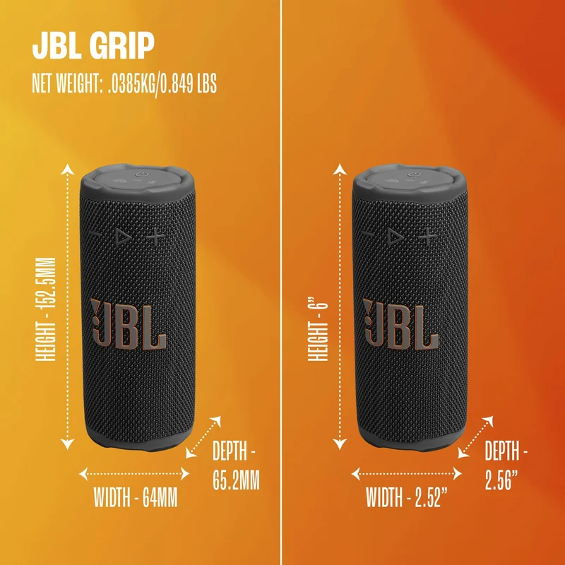 JBL Grip - Compact Bluetooth Speaker with Bold JBL Pro Sound and Ambient Light, up to 14 Hours of Playtime, Water, Dust and Drop-Proof (IP68), & Multi-Speaker Connection (Squad) (Renewed)