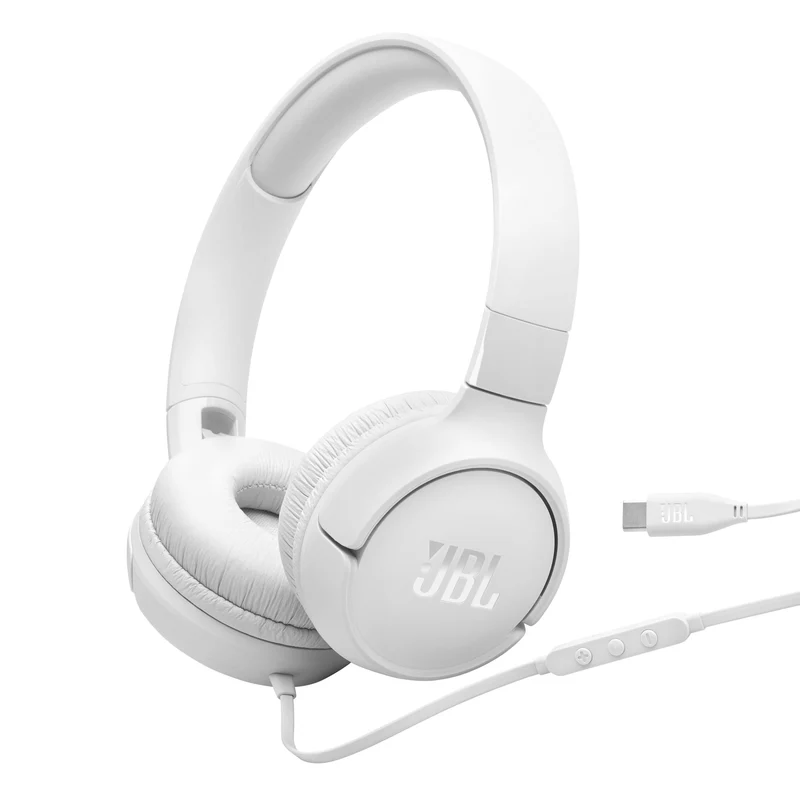 JBL Tune 520C - USB-C Wired on-Ear Headphones with Hi-Res Audio Support, JBL Pure Bass Sound, Comfort fit, USB-C connectivity, 3-Button Remote with Microphone and EQ presets Control (Black)