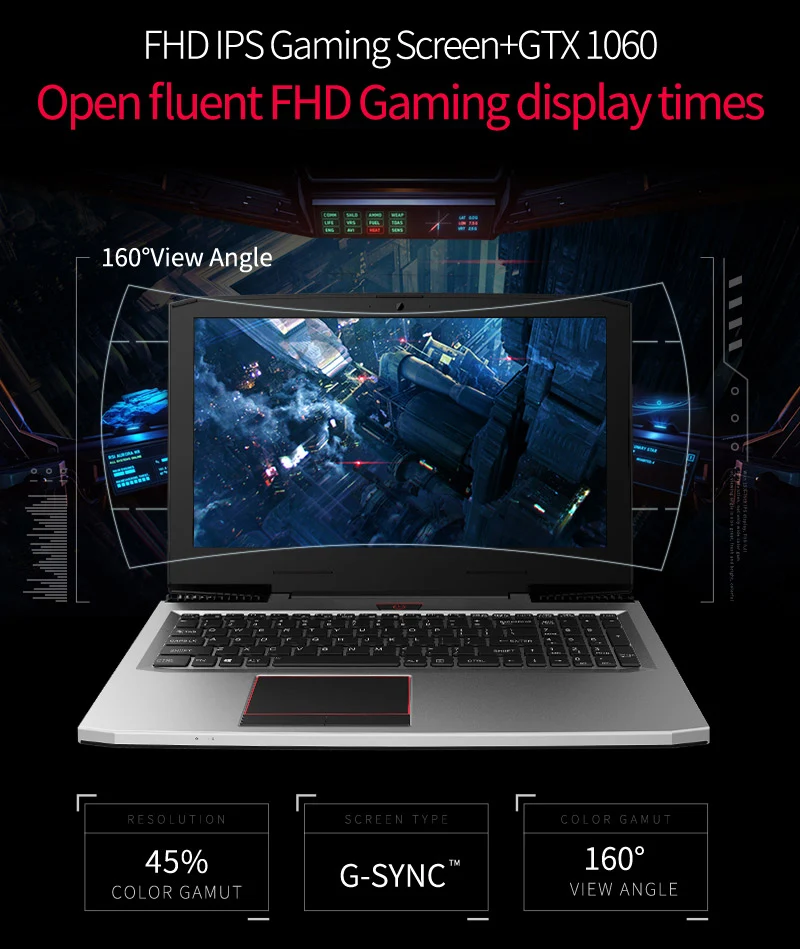 BBEN G16 laptop i7 7700HQ 15.6 inch gaming Notebook fast running 32GBRAM+512GB SSD+2TB HDD 1920x1080 FHD wifi IPS screen