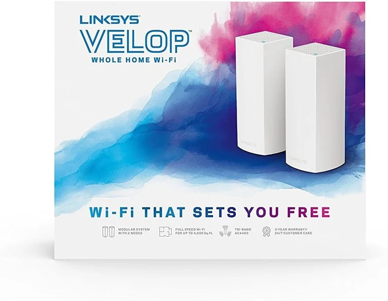 Linksys Velop Tri-band Whole Home WiFi Mesh System Router Replacement for Home Network, Compatible with Alexa (Renewed) (2 Pack, Version 2)
