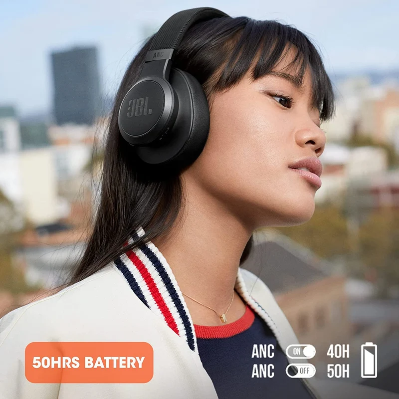 JBL Live 660NC - Wireless Over-Ear Noise Cancelling Headphones with Long Lasting Battery and Voice Assistant - Black (Renewed)