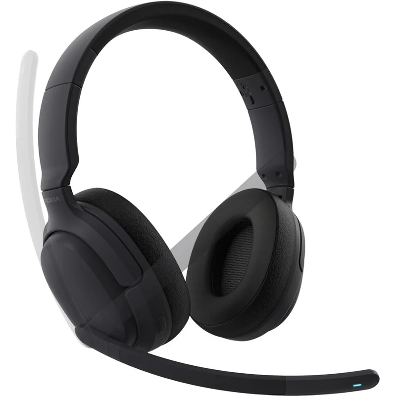 Nokia Comm Band Pro Over Ear Wireless Noise Canceling Headphones with Adjustable Headset and Boom Microphone for Gaming, Music, Videos, and Conversation in Black