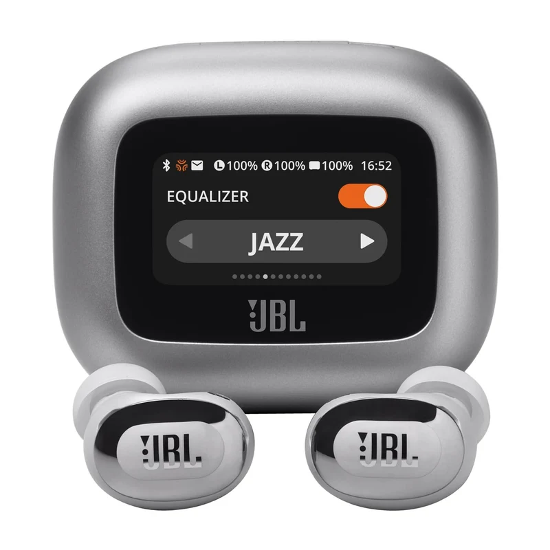 JBL Live Buds 3 - True Wireless Noise-Cancelling Bud-Type Earbuds, 40Hrs Total Playback, Wireless Charging, 6 Mics for Perfect Calls, Multi-Point Connection, IP55 Waterproof and dustproof (Silver) (Renewed)