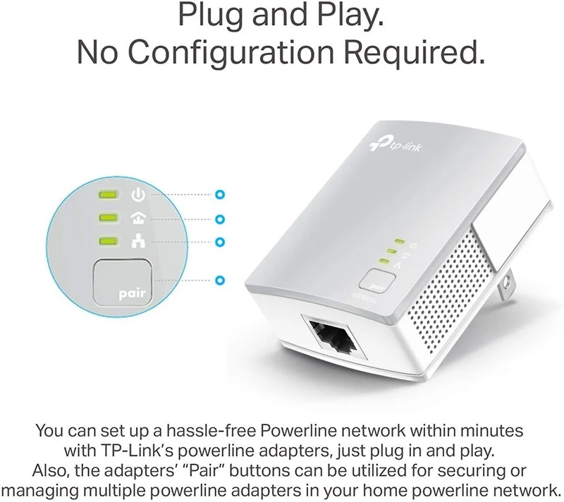 TP-Link AV600 Powerline Ethernet Adapter - Plug&Play, Power Saving, Nano Powerline Adapter, Expand Home Network with Stable Connections (TL-PA4010 KIT)