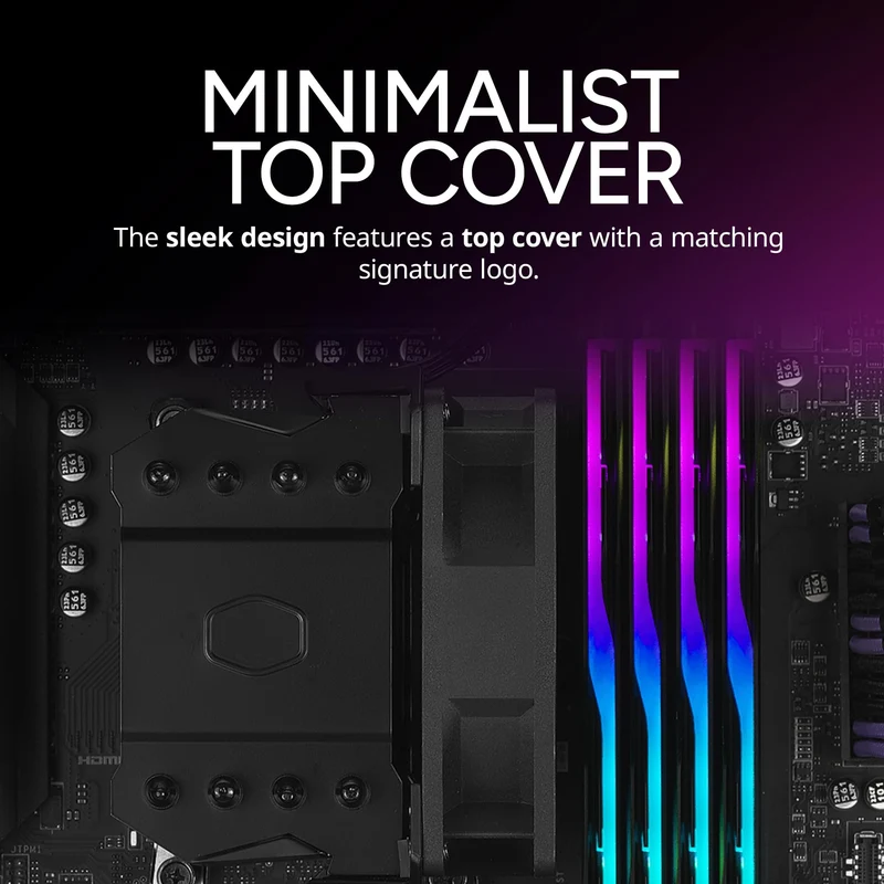 Cooler Master Hyper 411 Nano CPU Air Cooler, SickleFlow 92 PWM Fan, 4 Copper Heat Pipes, 136mm Tall, Sleek Top Cover, AMD Ryzen AM5|AM4, Intel LGA 1851|1700 Brackets