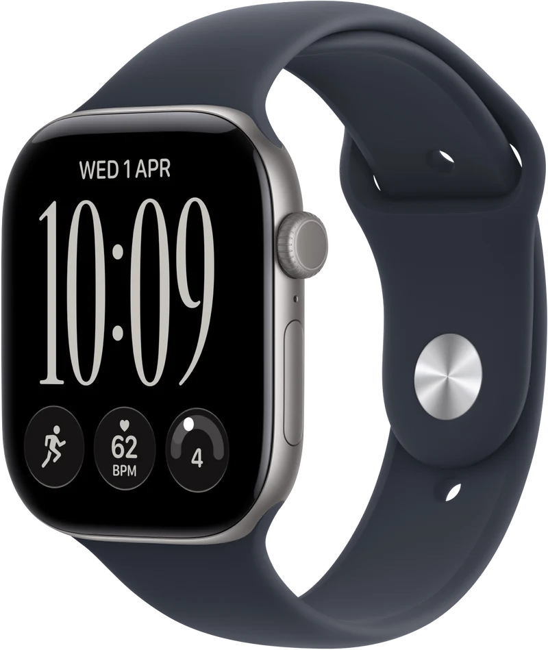 Apple Watch Series 12 GPS 46mm Space Grey Aluminium Case Navy Blue Sport Band S/M