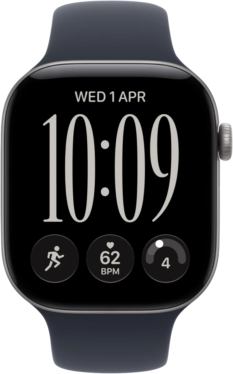 Apple Watch Series 12 GPS 46mm Space Grey Aluminium Case Navy Blue Sport Band S/M