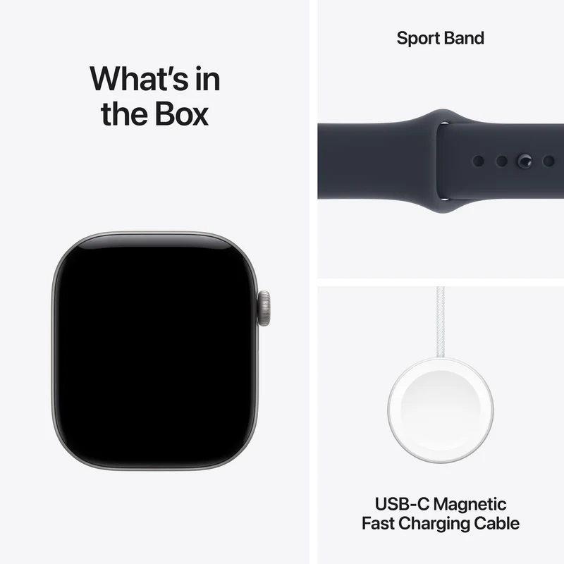 Apple Watch Series 12 GPS 46mm Space Grey Aluminium Case Navy Blue Sport Band S/M