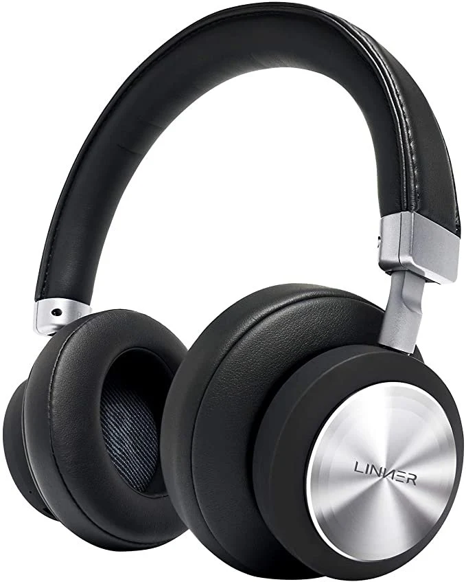 LINNER Noise Cancelling Headphones Large Ears, Wireless Noise Cancelling Headphones Bluetooth, Best Noise Cancelling Headphones with Microphone NC90