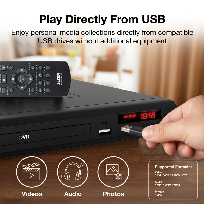 Laser Multi-Region DVD Player with HDMI Composite USB