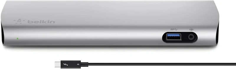 Belkin Thunderbolt 3 Dock w/ 2.6ft Thunderbolt 3 Cable (Thunderbolt Dock for MacBook Pro models from 2016 or later, includes the 2018 version), Dual 4K @60Hz, 40Gbps Data Transfer Speeds)