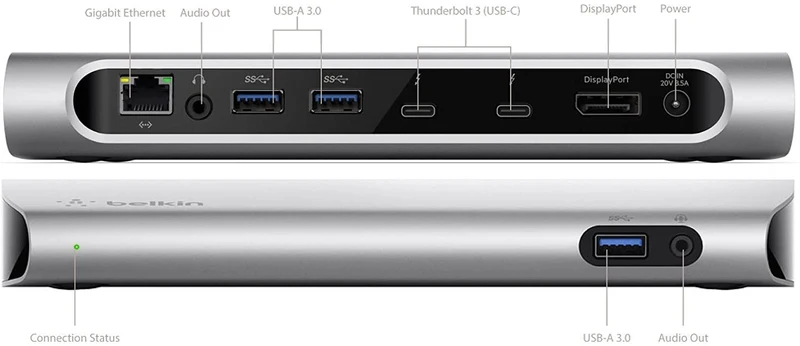 Belkin Thunderbolt 3 Dock w/ 2.6ft Thunderbolt 3 Cable (Thunderbolt Dock for MacBook Pro models from 2016 or later, includes the 2018 version), Dual 4K @60Hz, 40Gbps Data Transfer Speeds)