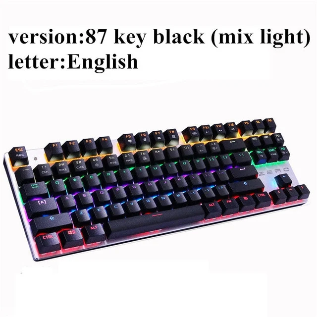 Metoo Edition Mechanical Keyboard 87 keys Blue Switch Gaming Keyboards for Tablet Desktop Russian sticker