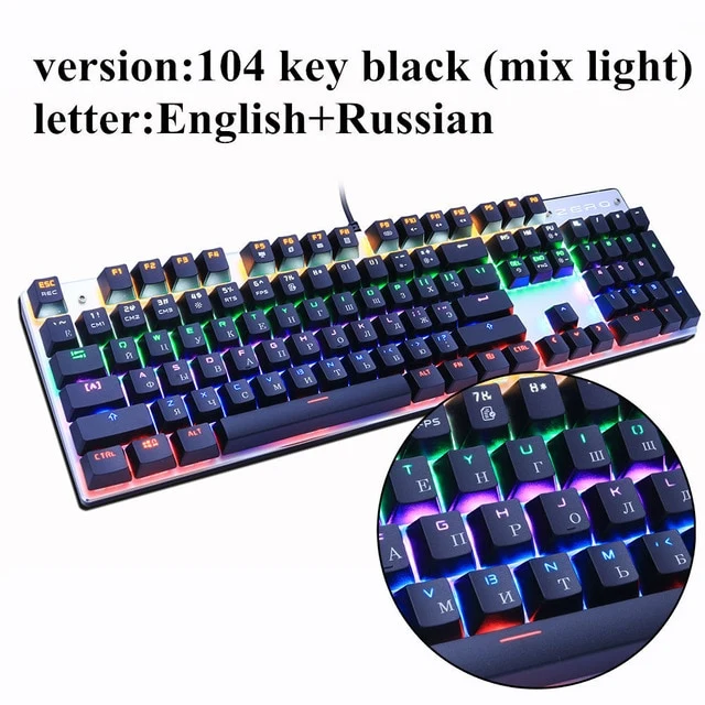 Metoo Edition Mechanical Keyboard 87 keys Blue Switch Gaming Keyboards for Tablet Desktop Russian sticker