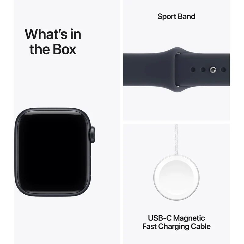 Apple Watch SE 3 GPS 44mm Midnight Aluminium Case Navy Blue Sport Band M/L