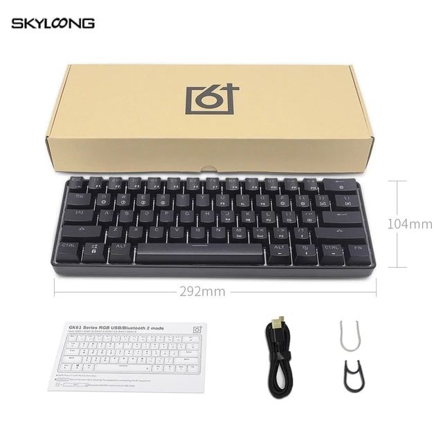 Skyloong Mini Portable 60% Mechanical Keyboard Wireless Bluetooth Gateron Mx RGB Backlight Gaming Keyboard GK61 SK61 For Desktop