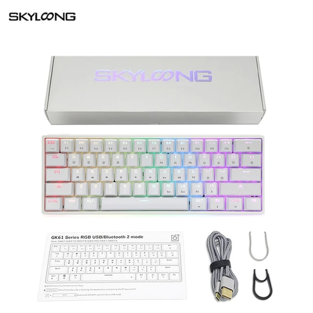 Skyloong Mini Portable 60% Mechanical Keyboard Wireless Bluetooth Gateron Mx RGB Backlight Gaming Keyboard GK61 SK61 For Desktop