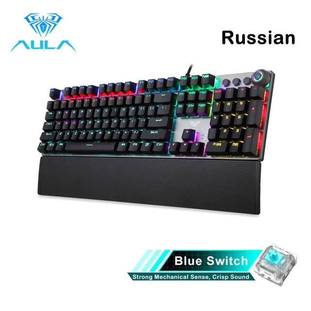 AULA F2088 Gaming Mechanical Keyboard Blue Brown Switch Wired Mix Backlit Keyboard 104 Keys Anti-ghosting for Gamer PC Desktop