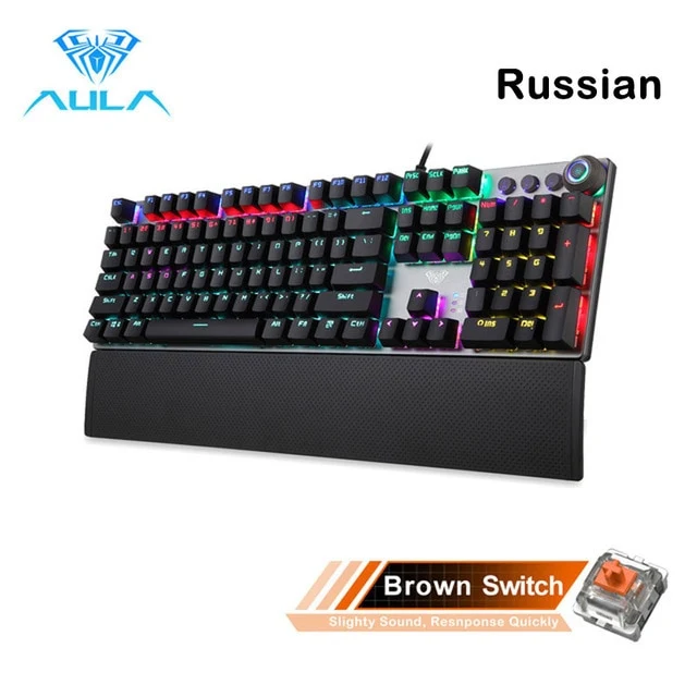 AULA F2088 Gaming Mechanical Keyboard Blue Brown Switch Wired Mix Backlit Keyboard 104 Keys Anti-ghosting for Gamer PC Desktop