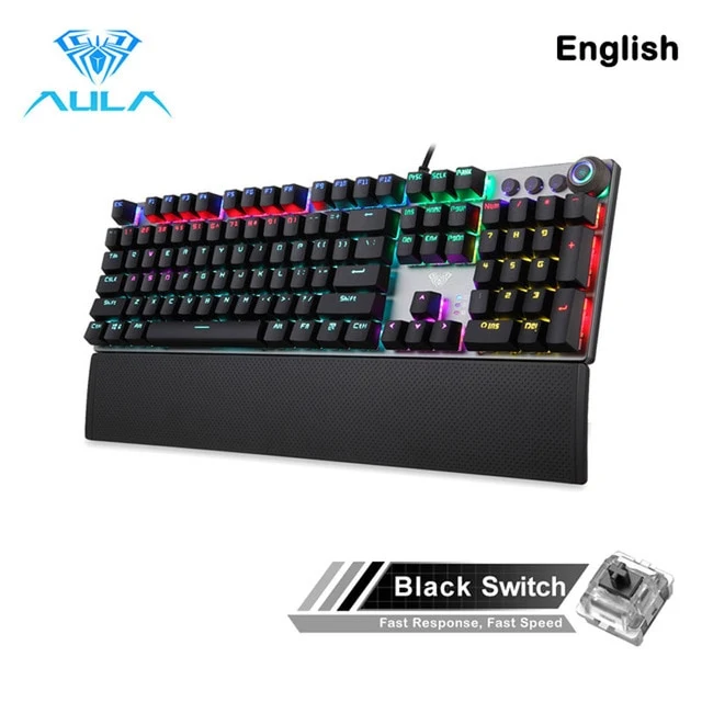 AULA F2088 Gaming Mechanical Keyboard Blue Brown Switch Wired Mix Backlit Keyboard 104 Keys Anti-ghosting for Gamer PC Desktop