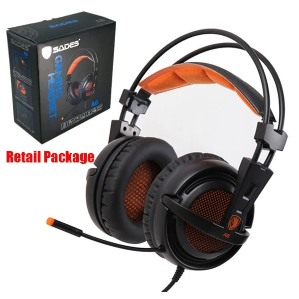 Sades A6 Gaming Headset Gamer Headphones 7.1 Surround Sound Stereo Earphones USB Microphone Breathing LED Light PC Gamer
