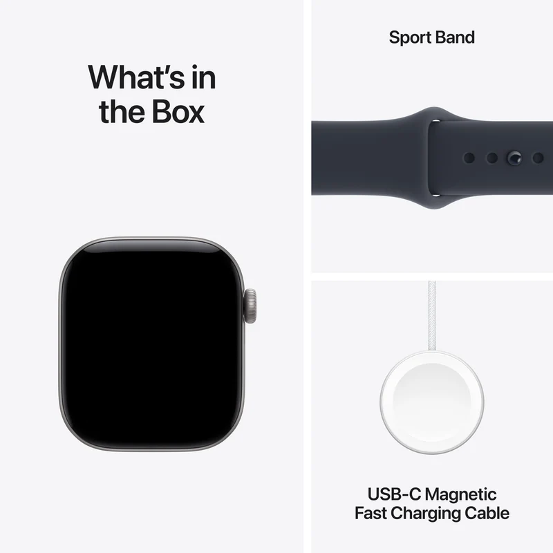 Apple Watch Series 12 GPS 42mm Space Grey Aluminium Case Navy Blue Sport Band M/L