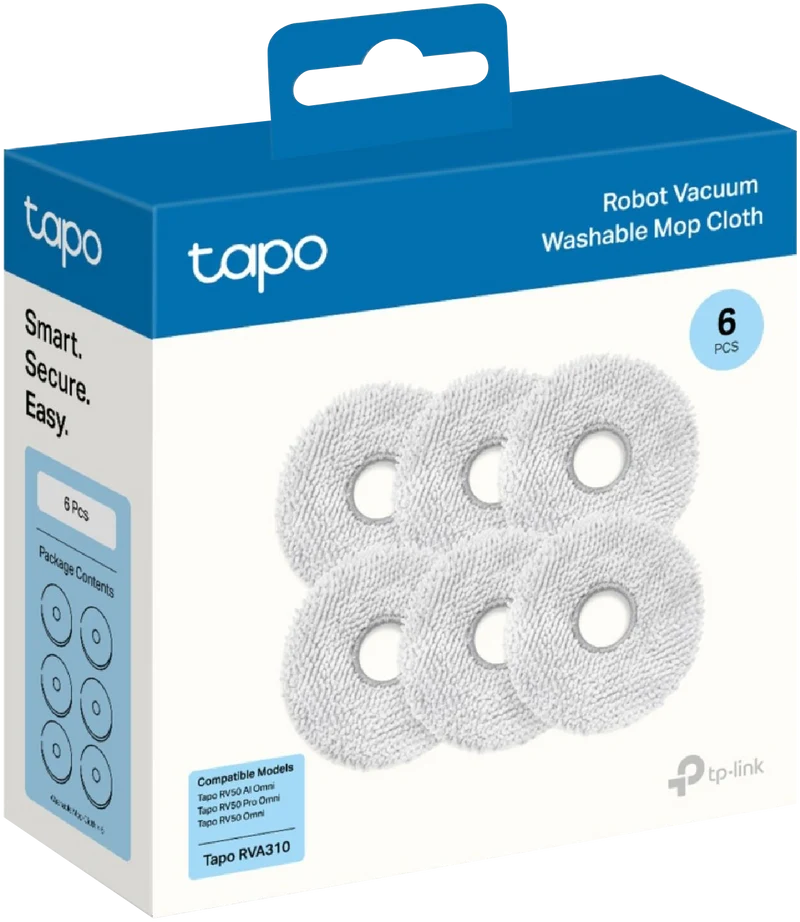 TP-LINK Tapo RV50 Series Robot Vacuum Washable Mop Cloth 6Pk