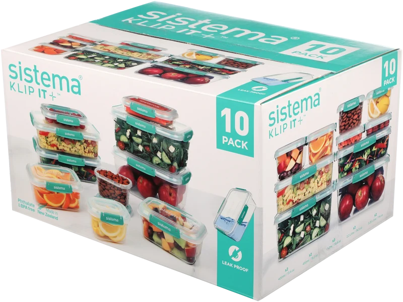 Sistema 10 Pack Klip It Plus Minty Teal Food Storage Containers