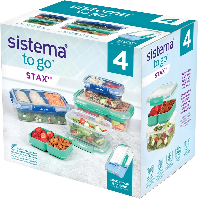 Sistema 4 Pack Stax TO GO Food Storage Containers