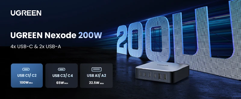 UGREEN Nexode 200W 6-Port GaN Desktop Fast Charger