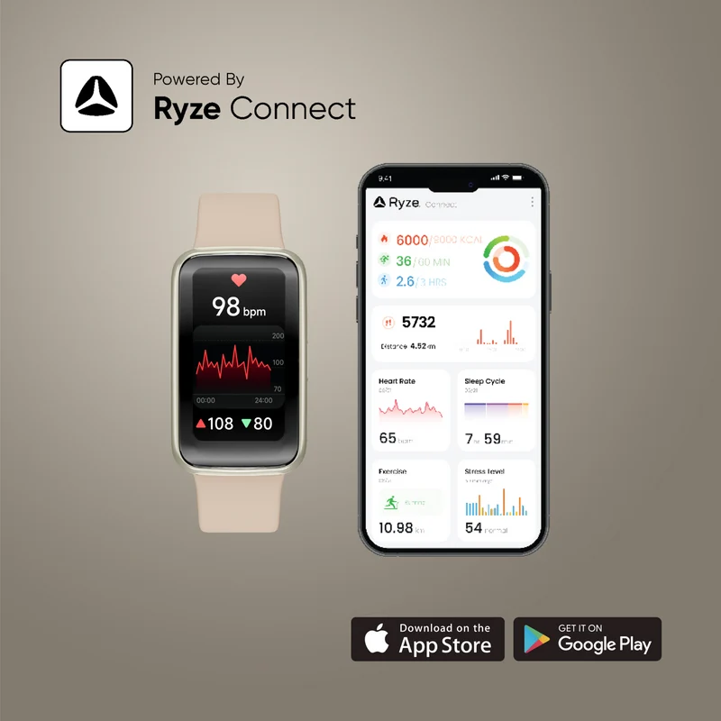 Ryze Elevate Gen-2 Smart Watch - Cream & Red