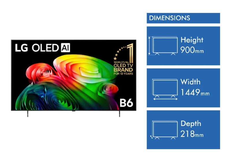 LG 65" OLED TV B6 4K AI 2026