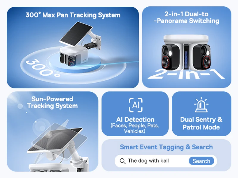 Baseus X1 Pro 3K Dual Lens Solar-Powered Security Camera