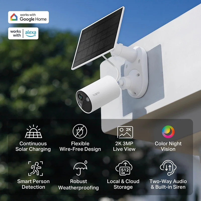 TP-LINK 2K 3MP Solar-Powered Security Camera (2 Pack)
