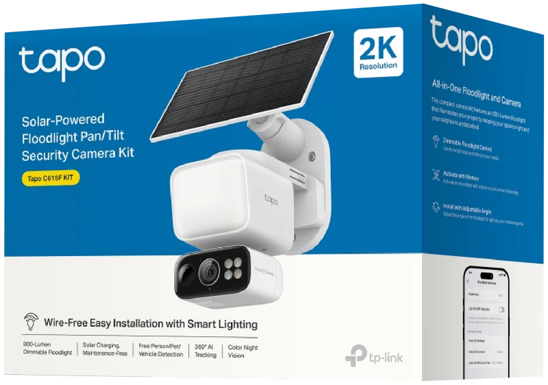TP-LINK 2K Solar-Powered Floodlight Pan/Tilt Security Camera Kit