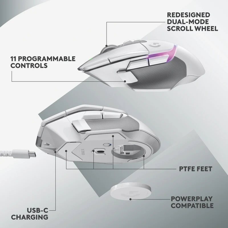 Logitech G502X Plus Gaming Wireless Mouse (White)