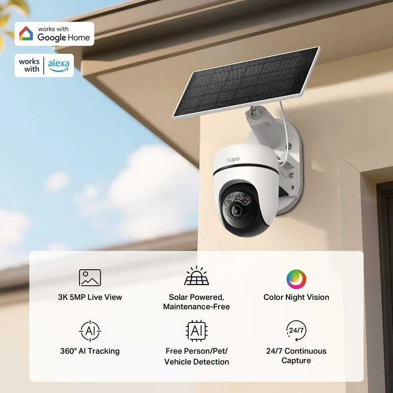 TP-LINK 3K Solar-Powered Pan/Tilt Security Camera Kit